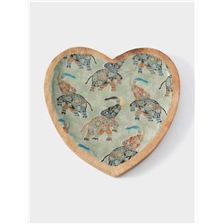 Блюдо в форме сердца «Мудрый слон», 20.5×20×2.3 см, дерево манго