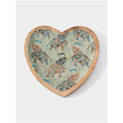 Блюдо в форме сердца «Мудрый слон», 20.5×20×2.3 см, дерево манго