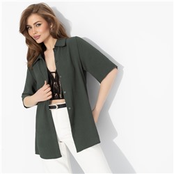 Рубашка из жатой ткани, Шёлковая уверенность (dark green)