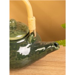 Набор чайный «Флора», чайник, 2 кружки, 25×21×17 см, керамика, зелёный