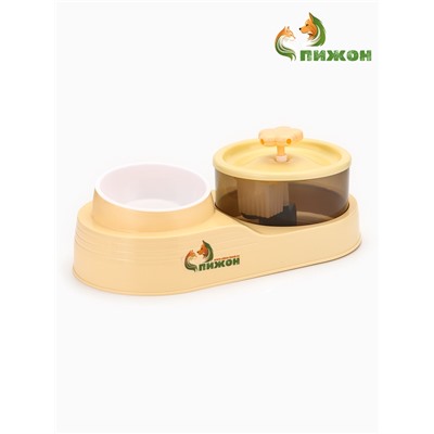Фонтан для животных с миской «Пижон», 34×17.5×11.5 см, бежевый