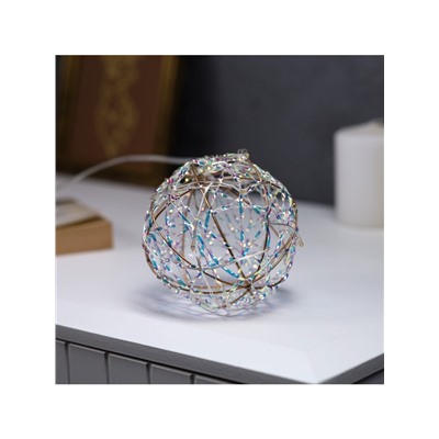 Подвеска световая «Шар плетеный», 10 см, 10 LED, от батареек ААx2, свечение тёплое белое