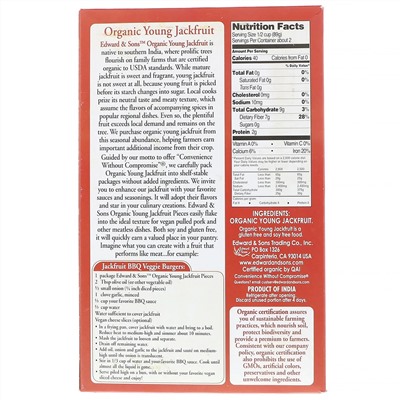 Edward & Sons, Organic Young Jackfruit, Unseasoned Pieces, 7 oz (200 g)