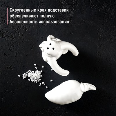 Набор для специй Доляна «Зайка», солонка 50 мл, перечница 40 мл, доломит, белый