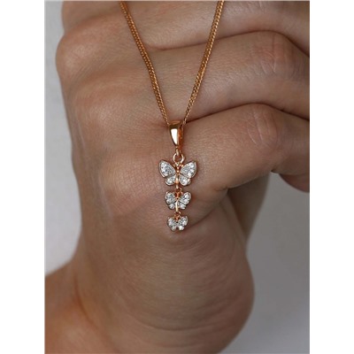 Подвеска из золочёного серебра с фианитами - Бабочки п-036р200