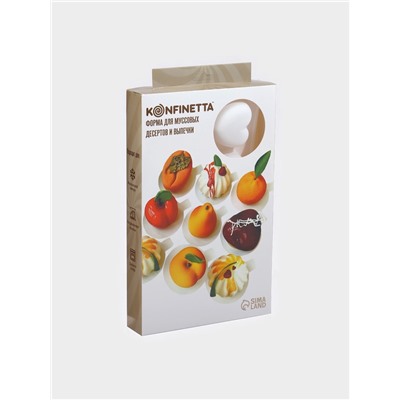 Форма для муссовых десертов и выпечки KONFINETTA «Сердца», 30×17.5×3 см, 8 ячеек (6.2×6 см), силикон, белая