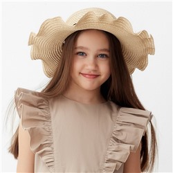 Шляпа для девочки с бантом MINAKU, размер 52, бежевая