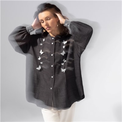 Рубашка с объемным декором, Нежный шум