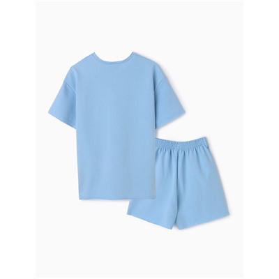 Костюм женский (футболка, шорты) MINAKU: Casual Collection, голубой, размер 48