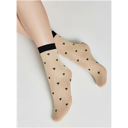 Полиамидные CONTE FANTASY Сияющие носки с объемными рисунками «Hearts»