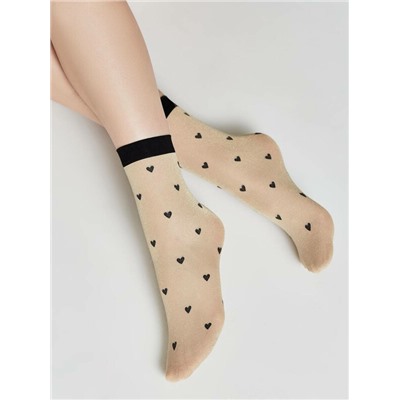 Полиамидные CONTE FANTASY Сияющие носки с объемными рисунками «Hearts»