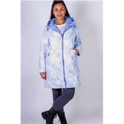 Элегантная демисезонная куртка с капюшоном Листья арт.338 (Голубой)
