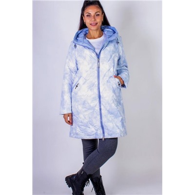 Элегантная демисезонная куртка с капюшоном Листья арт.338 (Голубой)