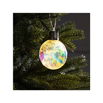 Ёлочный шар «Ретро шар», 8×10.5 см, 5 LED, от батареек LR44×3, свечение тёплое белое