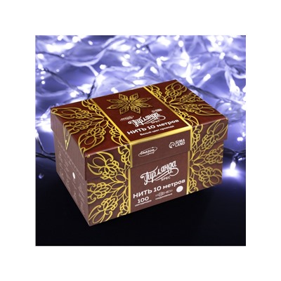 Гирлянда «Нить» 10 м, IP44, УМС, белая нить, 100 LED, свечение белое, 220 В