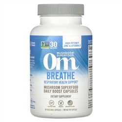 Om Mushrooms, Breathe, Respiratory Health Support, 90 Vegetable Capsules