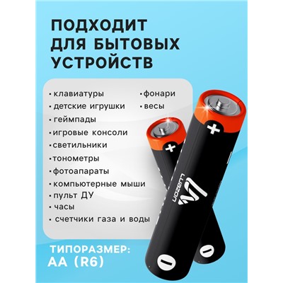 Батарейка солевая Luazon Heavy Duty, AA, R6, спайка, 4 штуки