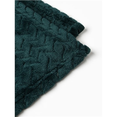 Плед «Этель» Zig-zag, 150×200 см, корал-флис, изумрудный