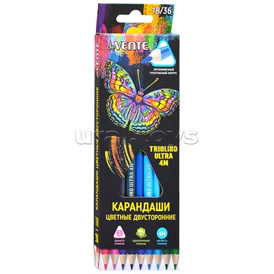 Карандаши цветные двухсторонние "Triolino Ultra 4М" 18 штук /36 цветов, 4М, диаметр грифеля 3мм