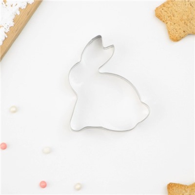 Форма для печенья Доляна «Зайка», металл, 7×5.5×2 см, серебристая