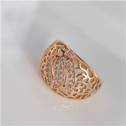 Кольцо 18 р коллекция Дубайское золото, покрытие позолота, вставка: фианиты, цвет: прозрачный, арт.314.745-18