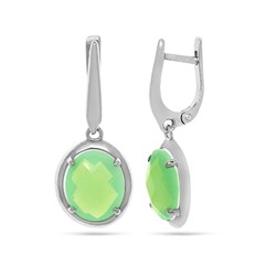 Серьги из серебра лунный камень зеленый, Ю-200М48