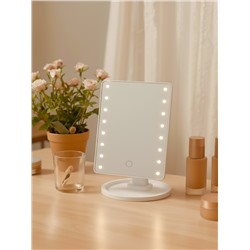 Зеркало KZ-06, подсветка, настольное, 26.5×16×12 см, 16 диодов, сенсорная кнопка, белое