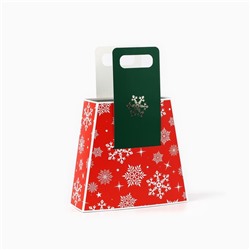 Коробка подарочная новогодняя складная с ручками «Снежинки» 23×8×32 см