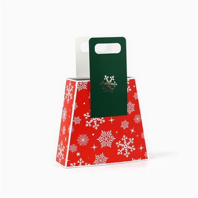 Коробка подарочная новогодняя складная с ручками «Снежинки» 23×8×32 см