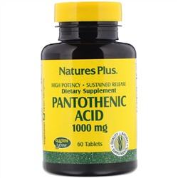 Nature's Plus, Пантотеновая кислота, 1000 мг, 60 таблеток