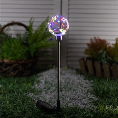 Садовый светильник «Шар», уличный, на солнечной батарее, 70 см, 20 LED, свечение мульти