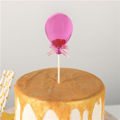 Топпер для торта «Шар», 19×5 см, цвет розовый