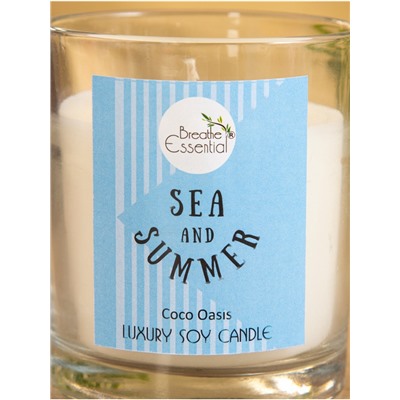 Свеча с кристаллом внутри Sea and Summer Coco Oasis, 120 г, соевый воск, кокос