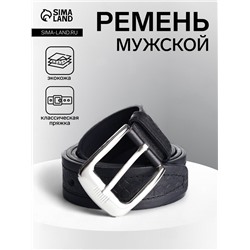 Ремень мужской, ширина 3.6 см, протектор, винт, пряжка металл, чёрный