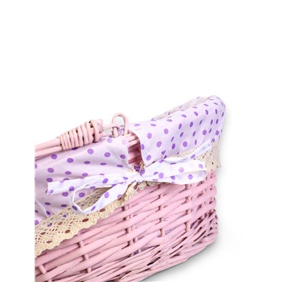 Корзина плетёная для хранения, 32×32×14 см, ручка h=14 см, розовая