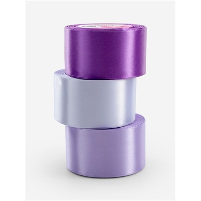 Атласная лента, набор 3 шт., 50 мм, 23±1 м, фиолетовая, сиреневая