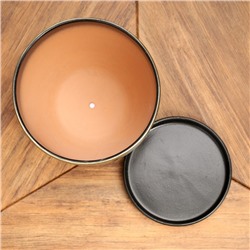 Горшок для цветов «Изысканность», 4.7 л, d=21.5 см, h=19.5 см, керамический, с поддоном, цвет чёрное золото