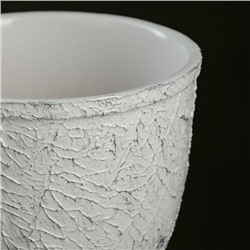 Горшок для цветов «Белое серебро», 1.8 л, d=15.6 см, h=14.4 см, керамика, с поддоном, белый