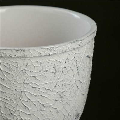 Горшок для цветов «Белое серебро», 1.8 л, d=15.6 см, h=14.4 см, керамика, с поддоном, белый