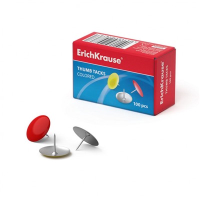Кнопки канцелярские 100шт цветные 24876 ErichKrause