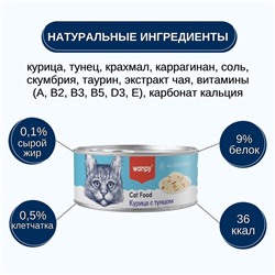 Wanpy Cat Консервы для кошек «Курица с тунцом» 95 г