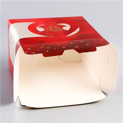 Коробка под бенто - торт с окном новогодняя «Верь в чудеса», 15.5×15.5×10 см, тиснение