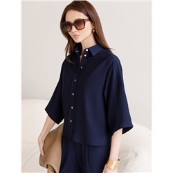 Блузка с широкими рукавами 3/4 из плотного лиоцелла