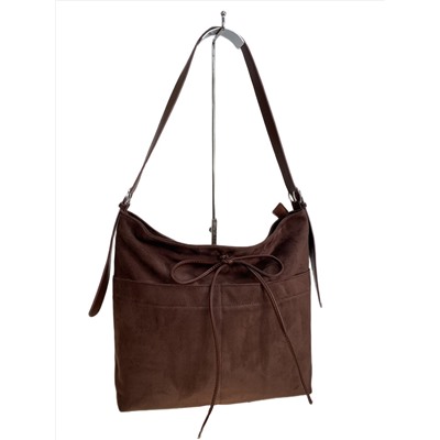 Женская сумка из искусственной замши, цвет шоколад