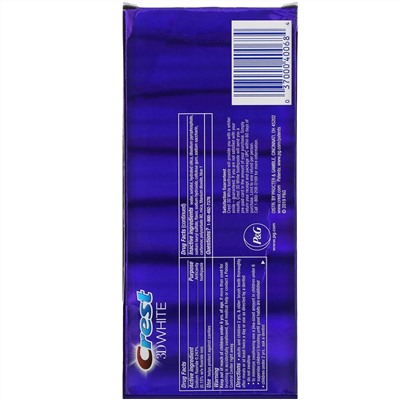 Crest, 3D White, зубная паста против кариеса с фтором, со вкусом мяты, 2 тюбика по 116 г (4,1 унции)