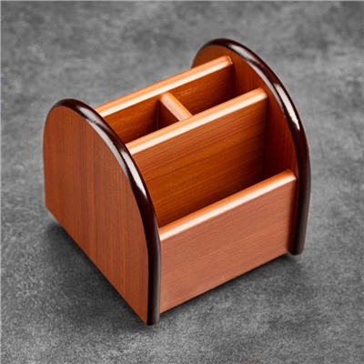 Органайзер 4 секции, на вращающейся подставке, под бук, 12×12×12 см