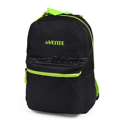 Рюкзак "Black" подростковый 40x29x17 см (14 л) 250 г, 1 отделение на молнии, 1 передний карман, черный с салатовым