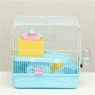 Клетка для грызунов «Пижон», 31×24×27 см, с замком, пластик, металл, голубая