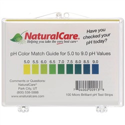 NaturalCare, Тест-полоски для определения уровня рН, 100 полосок