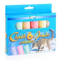 Мелки цветные JUMBO, 6 шт, длина 105мм, диаметр 24мм